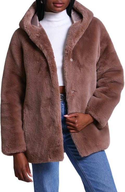 Faux Fur Hooded Coat