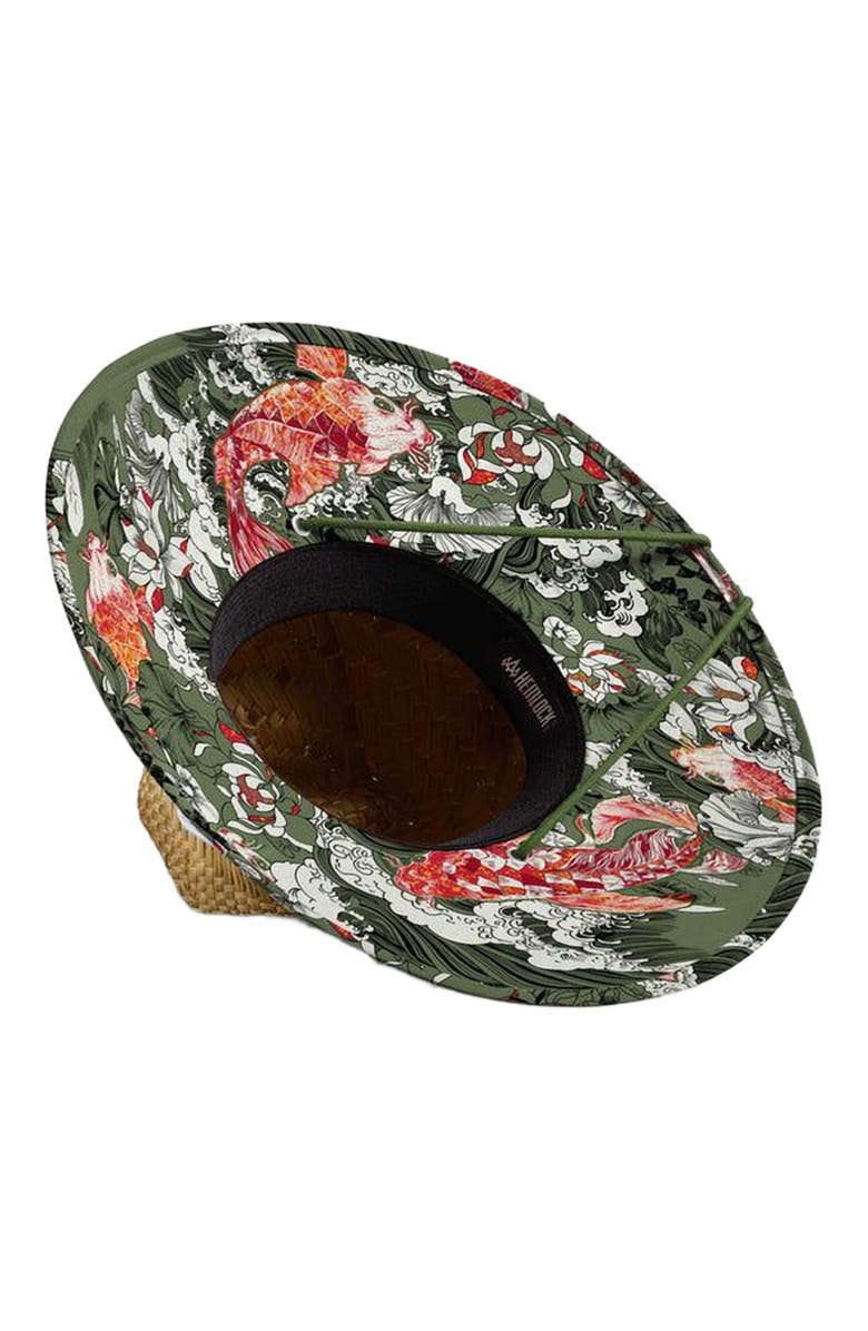 Hemlock Fortune Straw Lifeguard Hat, Alternate, color, Koi Fish