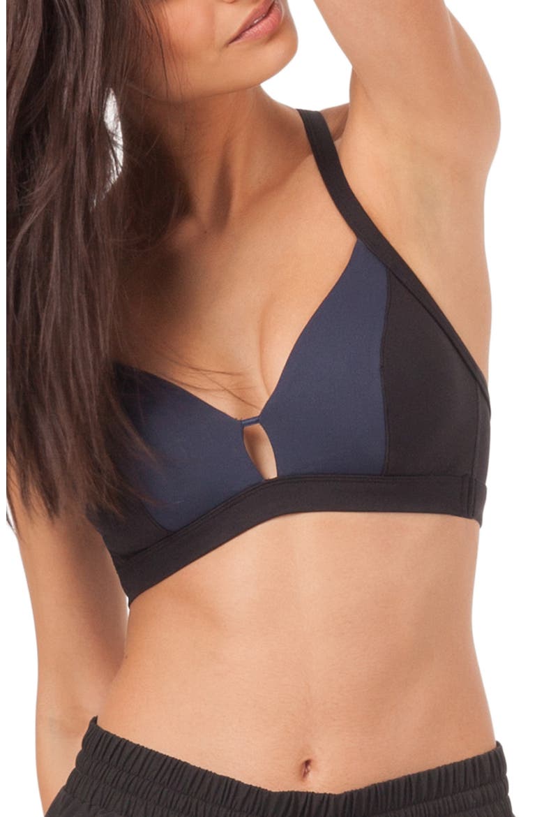 The Active Cross Back Sports Bralette, Main, color, JET BLACK AND LIVELY NAVY