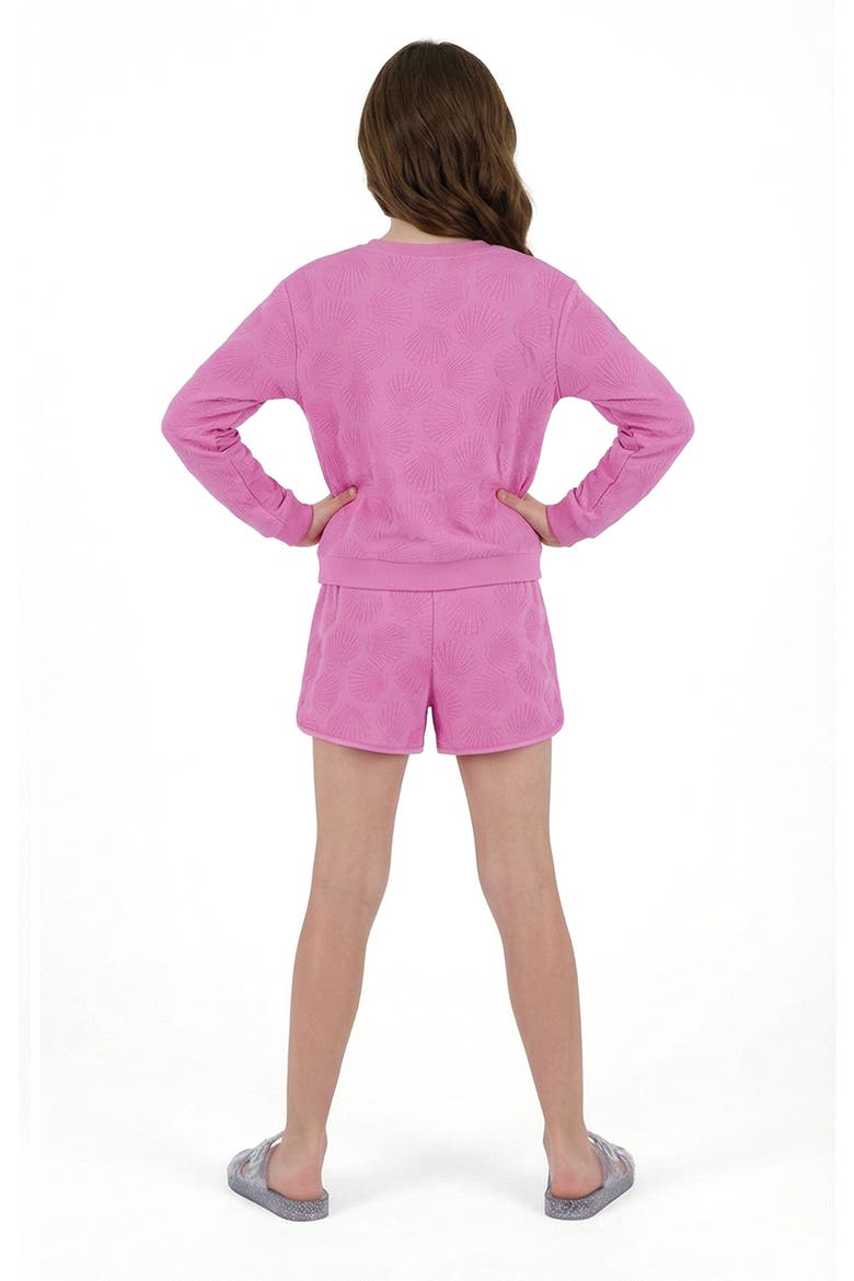 Kids' Textured Terry Long Sleeve Pullover & Shorts Set, Alternate, color, PURPLE