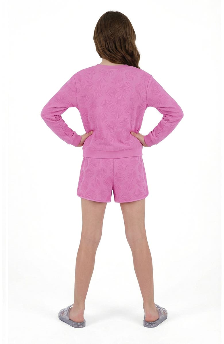 Andy & Evan Kids' Textured Terry Long Sleeve Pullover & Shorts Set, Alternate, color, Purple