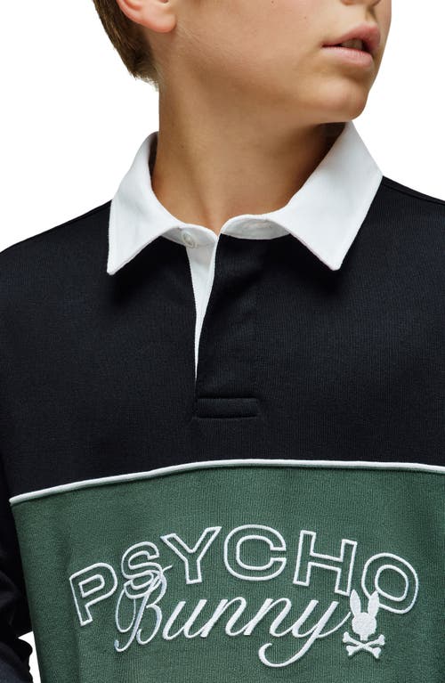 Psycho Bunny Kids' Enzo Long Sleeve Rugby Polo In Black