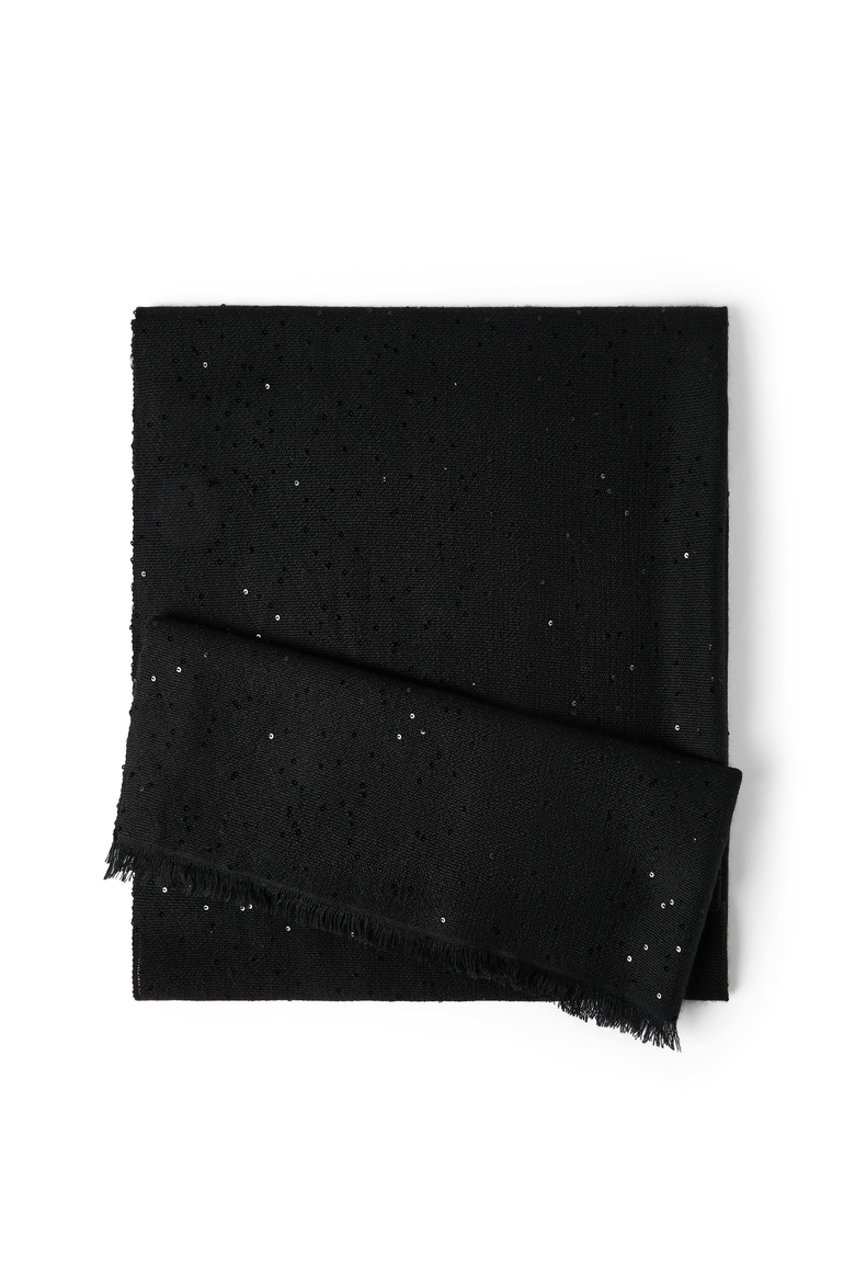 Cashmere and silk Diamond yarn scarf, Main, color, Black