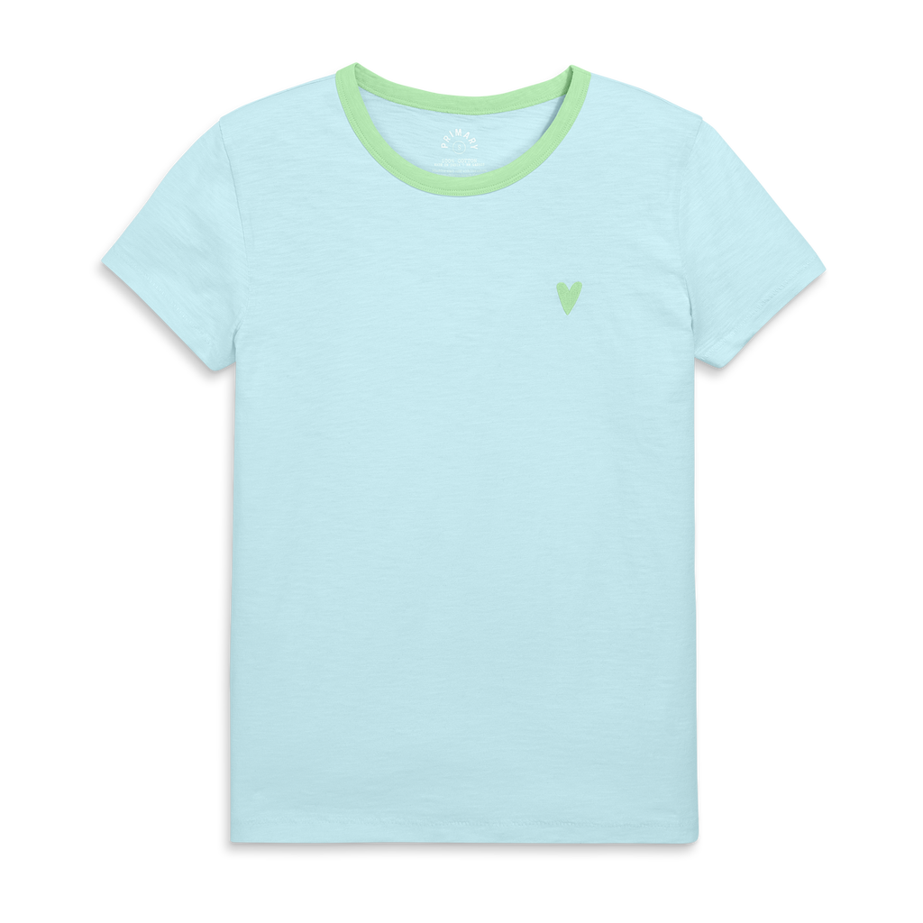 Primary Adult Embroidered Classic Slub Crewneck Tee In Saltwater