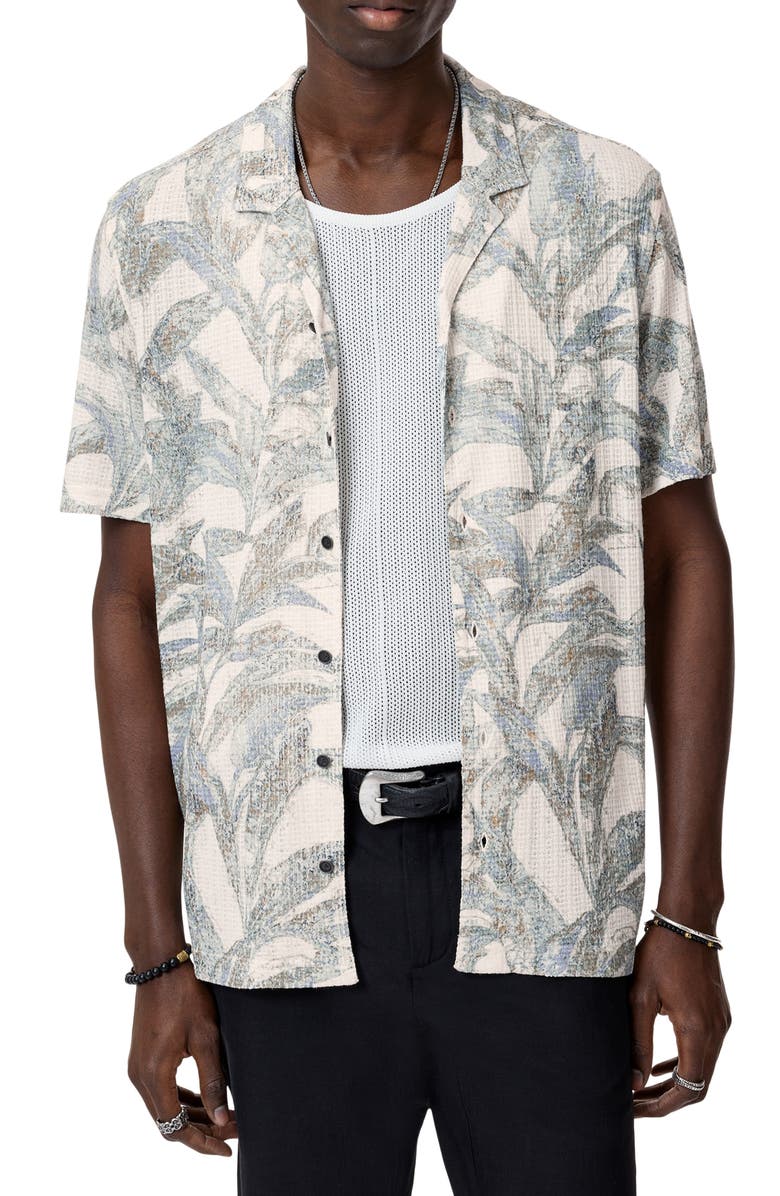 John Varvatos Conant Desert Flower Camp Shirt, Alternate, color, Ecru