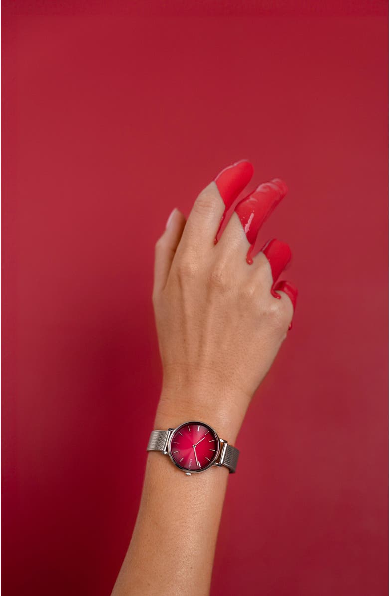 Solios Watches The Solar Mini | Red Dial - Silver Case, Alternate, color, 