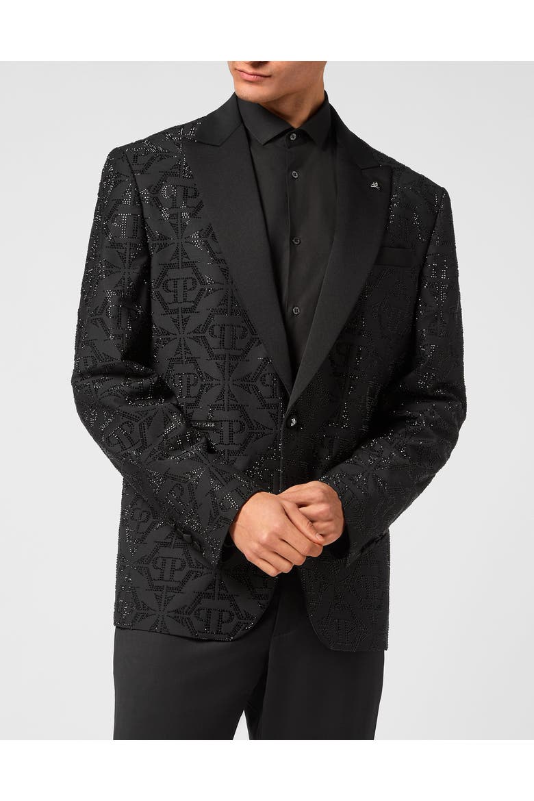 Wool Blazer Lord Fit Hexagon Men, Main, color, black