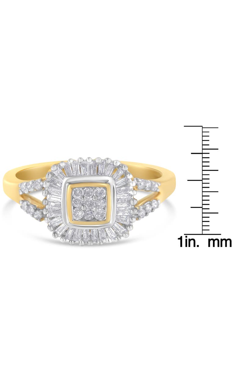Haus of Brilliance 10K Gold 1/2 cttw Round and Baguette Diamond Ballerina Ring, Alternate, color, Yellow