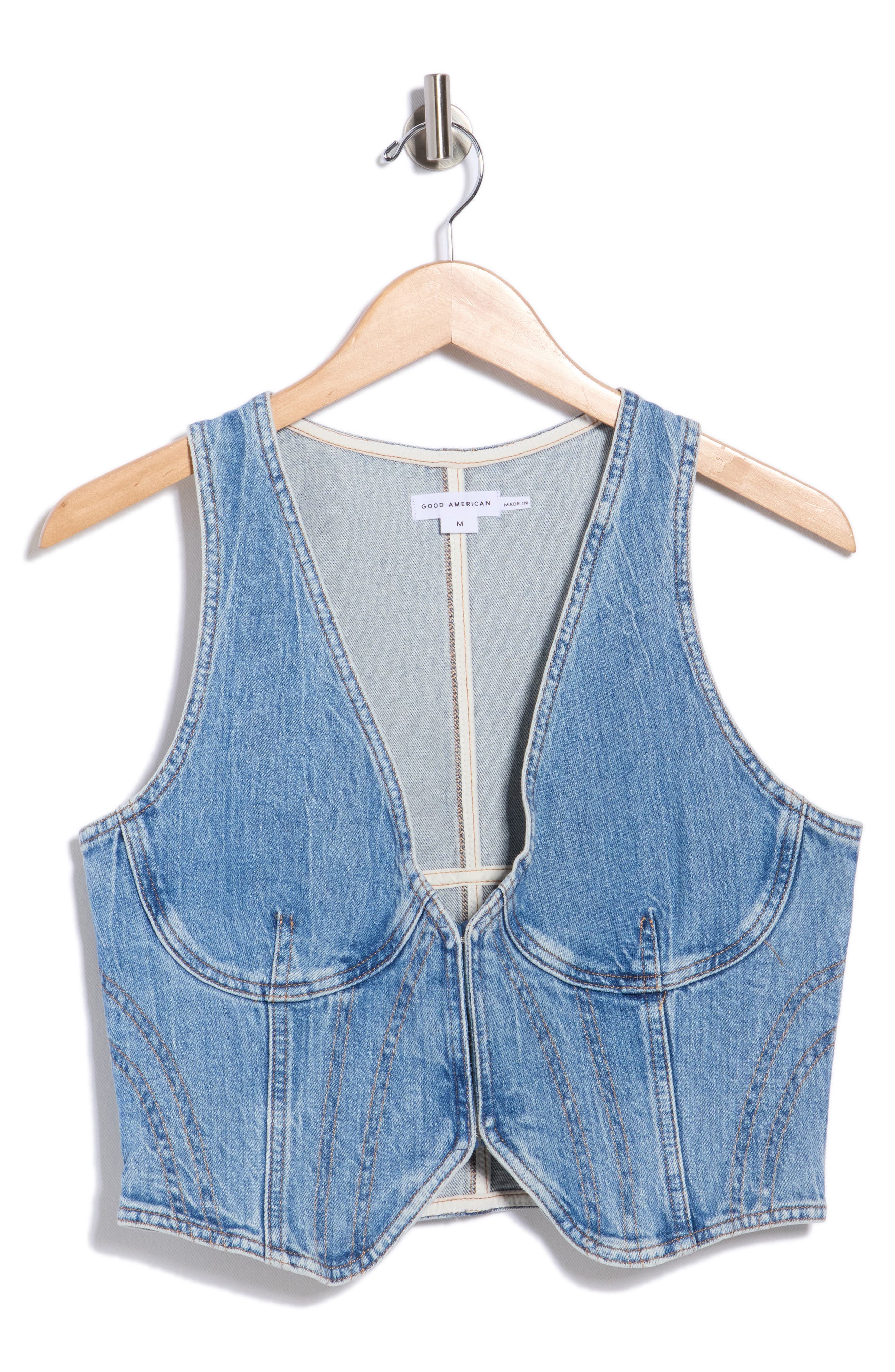 Good American Crop Denim Vest