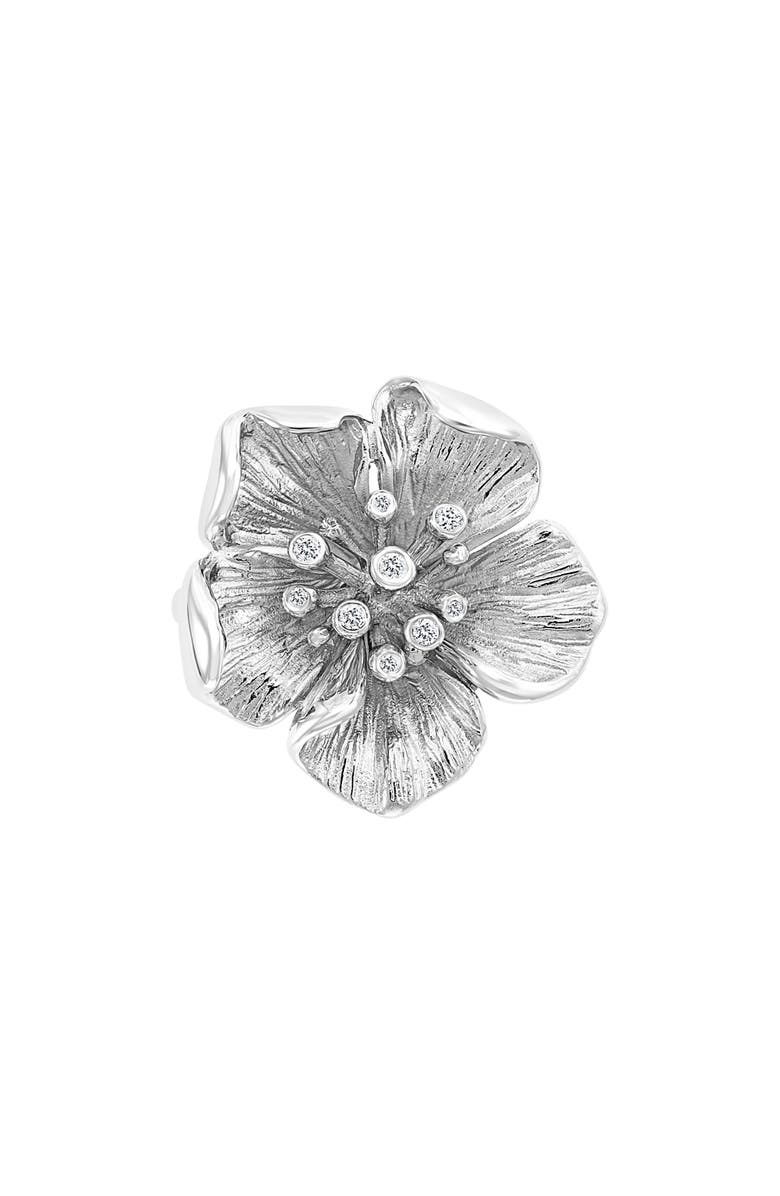EFFY Sterling Silver Diamond Flower Ring, Alternate, color, Silver