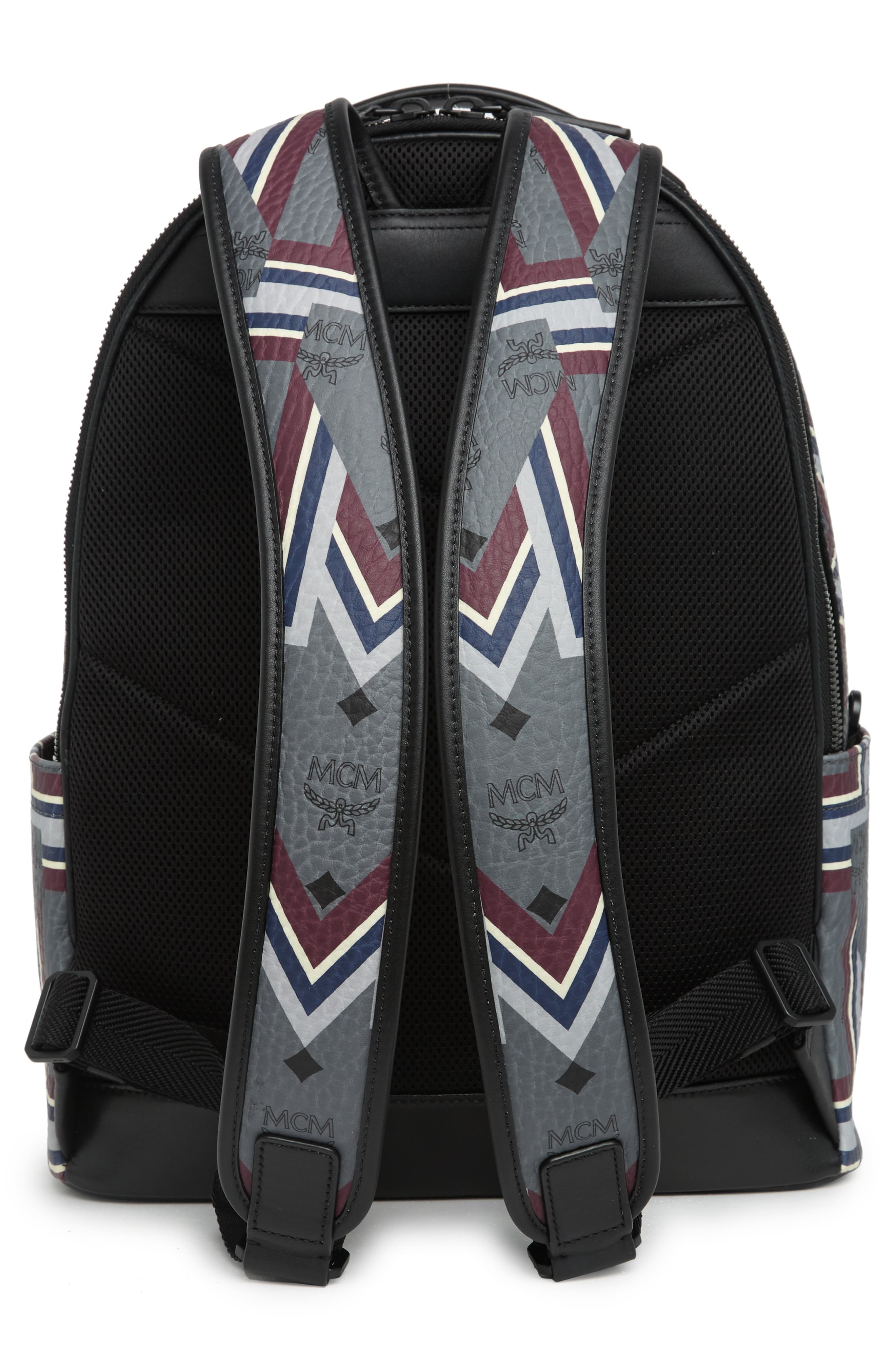 MCM Medium Stark Visetos Leather Backpack, Alternate, color, 
