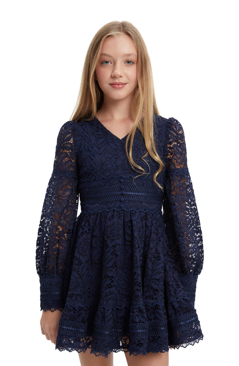 Bardot Junior Kids' Venice Long Sleeve Lace Party Dress, Alternate, color, 