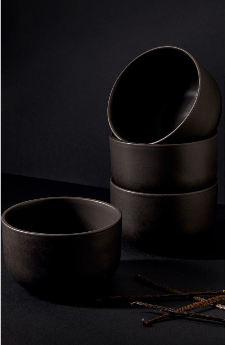 Gharyan Stoneware Tunisian Bowls Set of 4, Alternate, color, Black