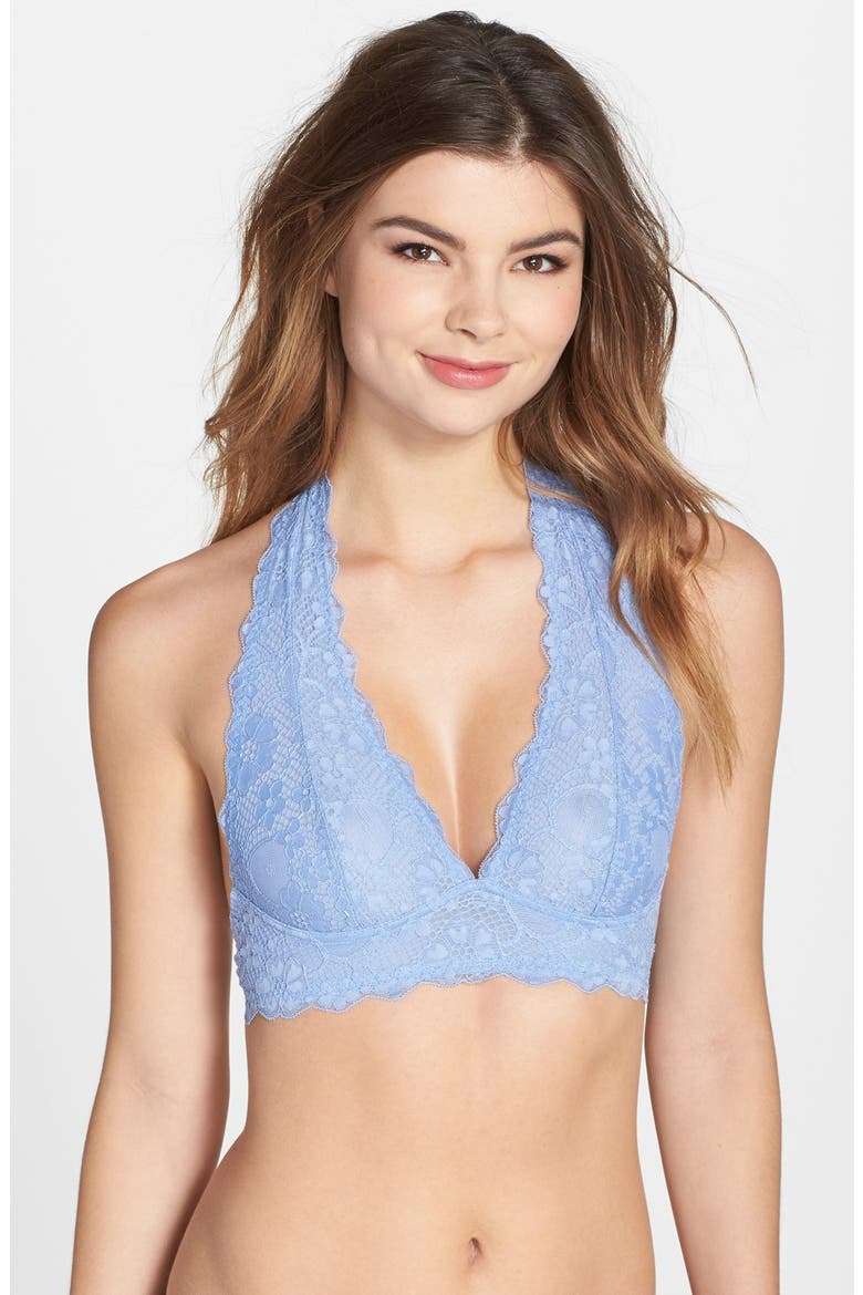 Lace Halter Bralette, Main, color, SKY BLUE