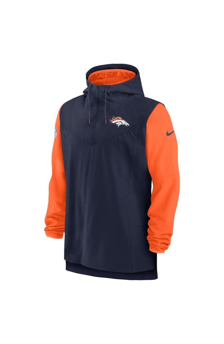 Nike Men's Nike Navy/Orange Denver Broncos Sideline Player Quarter-Zip Hoodie, Alternate, color, 