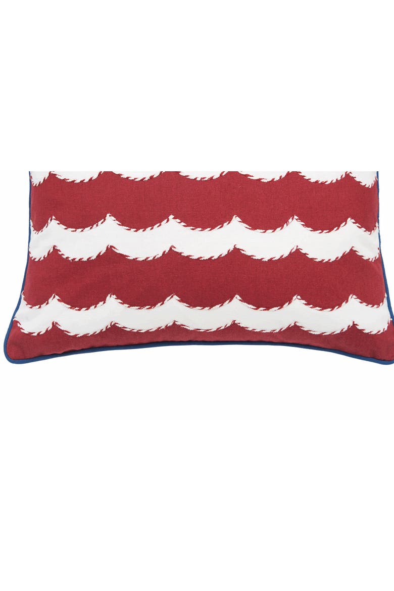 Stars & Stripes American Flag Waves 100% Cotton Accent Throw Pillow 18" x 18, Alternate, color, Red