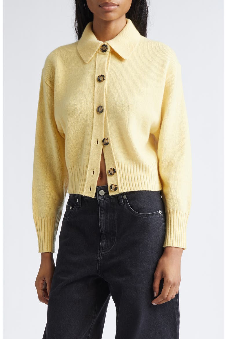 Rocia Cashmere Crop Cardigan, Main, color, PALE YELLOW