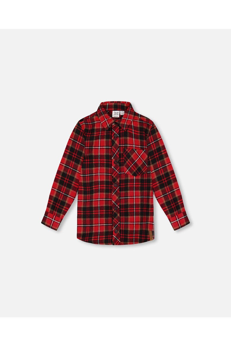 Boy's Long Sleeve Button Down Flannel Shirt Plaid Black And Red, Main, color, Red Plaid