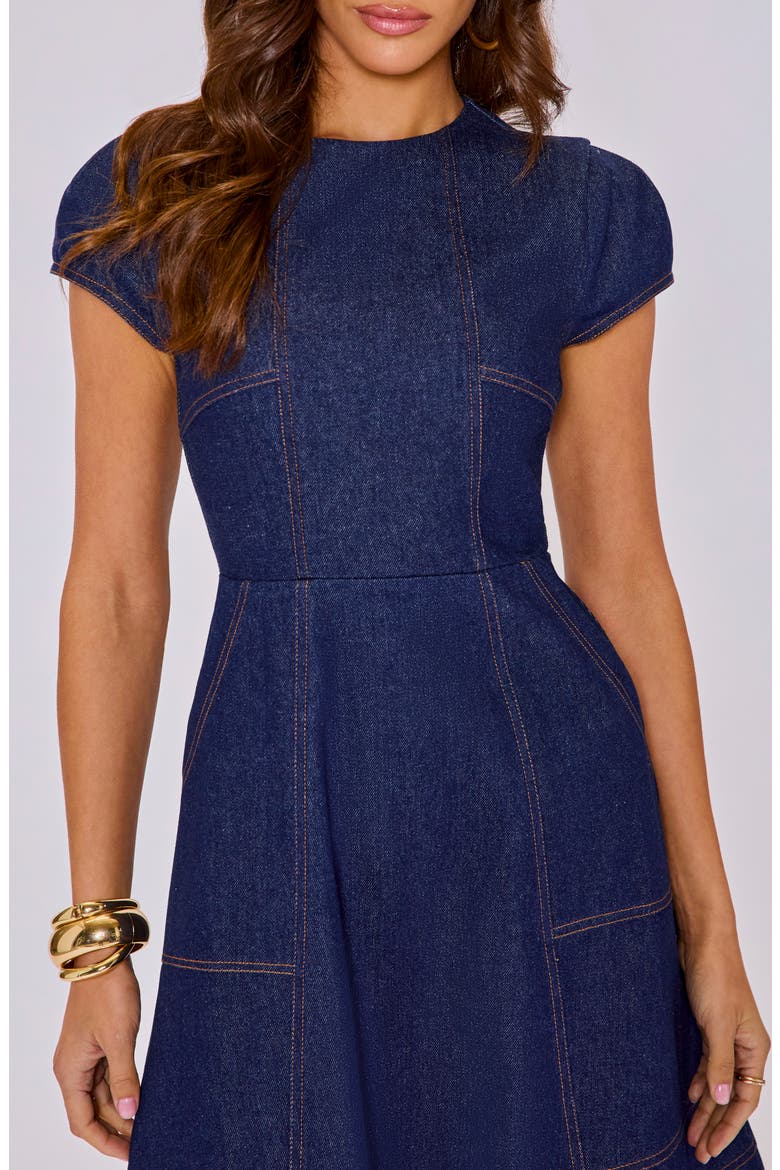 Margot Denim Midi Dress, Alternate, color, DARK DENIM
