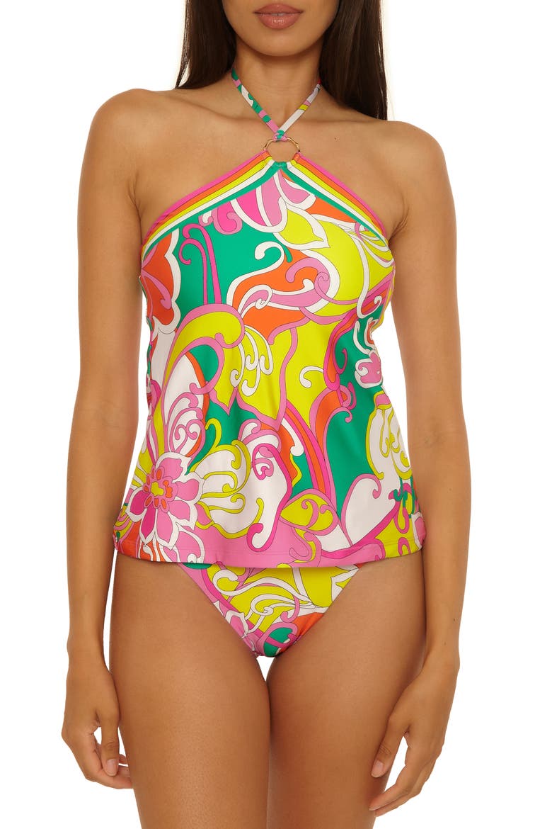 Elara Reversible High-Neck Tankini Top, Main, color, MULTI