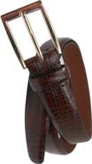 Brooks Brothers Crocodile Embossed Leather Belt