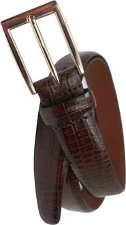 Brooks Brothers Crocodile Embossed Leather Belt