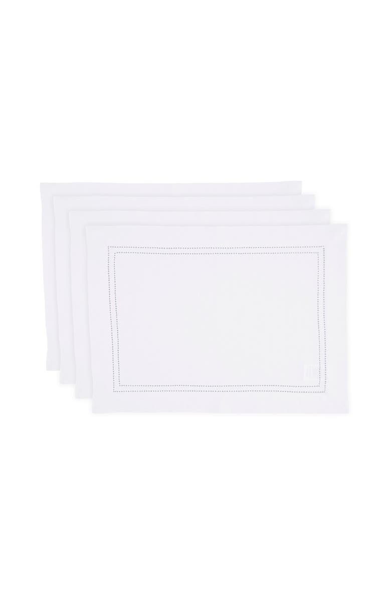 Solino Home Linen Placemats - Linen Double Hemstitch, 14" x 19", Main, color, White