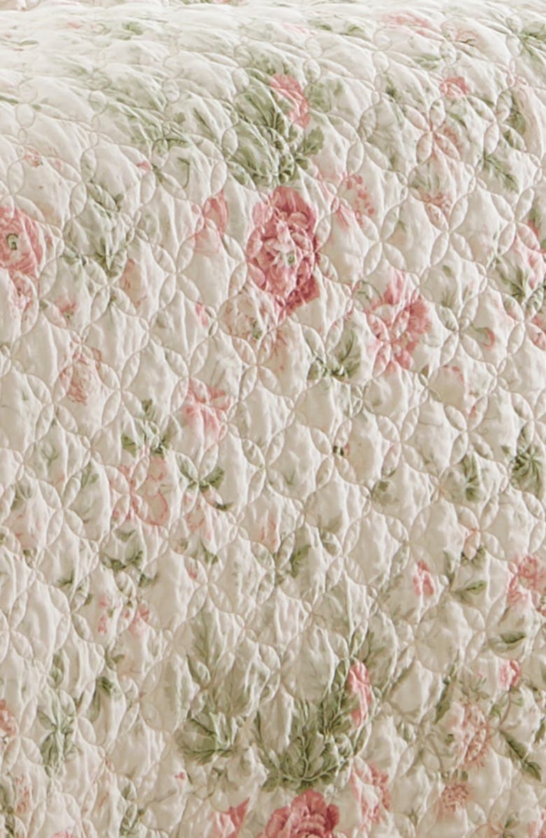 Laura Ashley Fawna 3-Piece Blue Floral Cotton King Quilt Set, Alternate, color, 