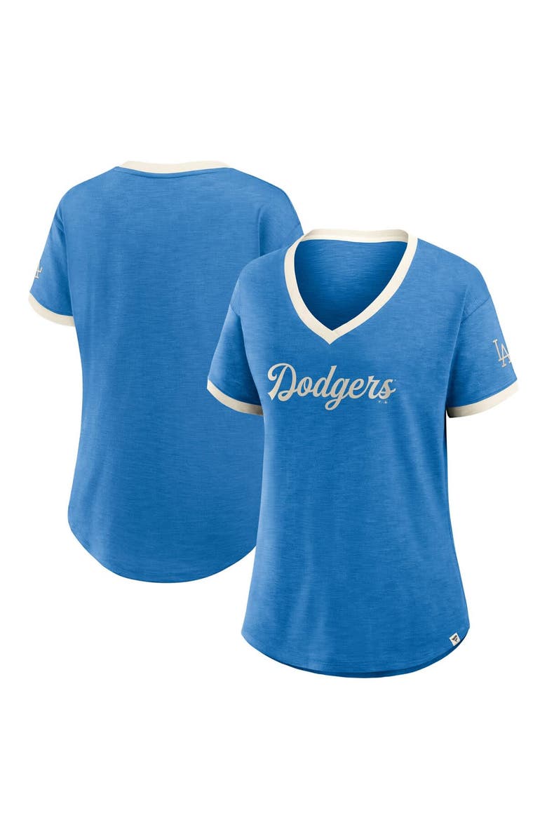 FANATICS Women's Fanatics Royal Los Angeles Dodgers Relaxed Fit Vintage Play​ Slub V-Neck Fashion Top, Main, color, Royal