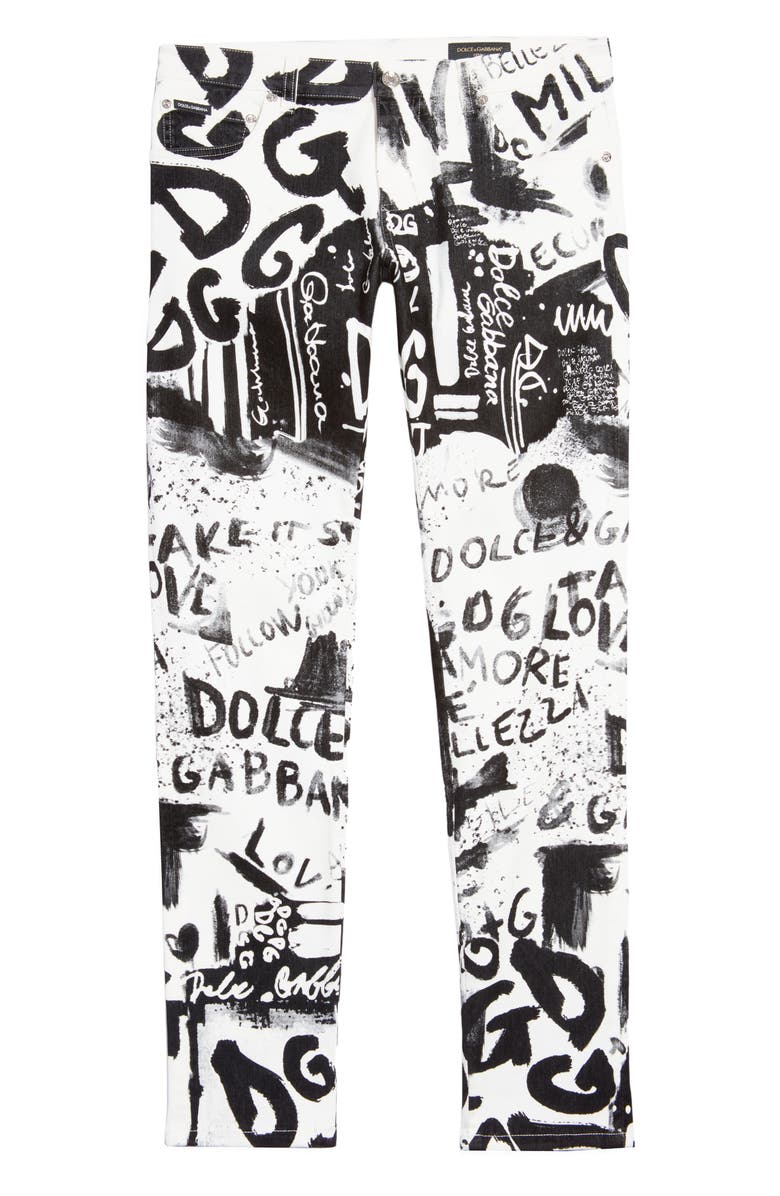 Dolce&Gabbana Graffiti Print Stretch Skinny Jeans, Alternate, color, 