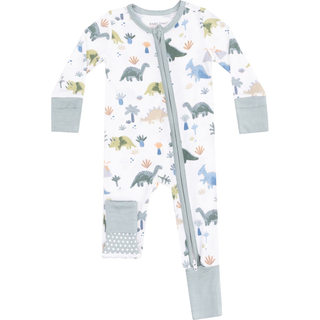 Shop Angel Dear Soft Dinos Convertible Zip Romper In Ivory