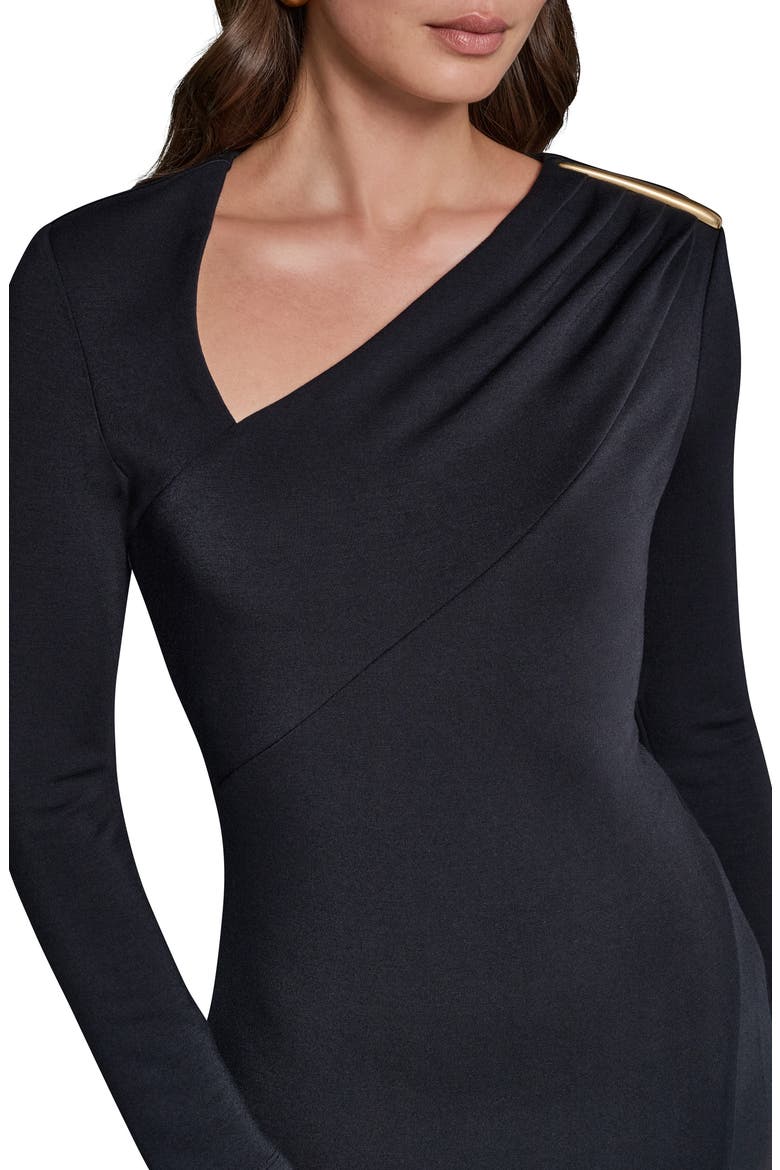 Asymmetric Long Sleeve Body-Con Dress, Alternate, color, BLACK
