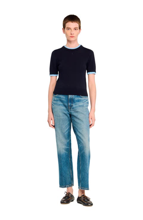 Two-tone cropped sweater