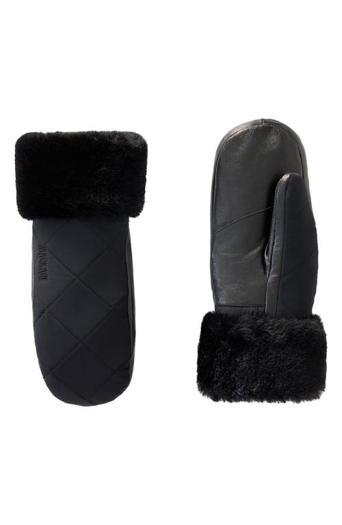 Mackage Fleece Trim Quilted Down Mittens In Black