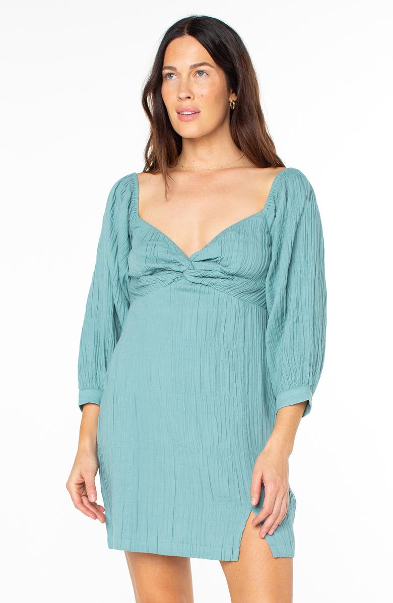 Roxy Moonlight Shores Long Sleeve Babydoll Dress, Alternate, color, Mineral Blue