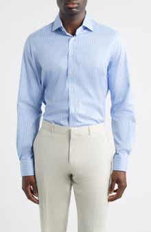 Modern Fit Stripe Natural Stretch Yoga Twill Dress Shirt