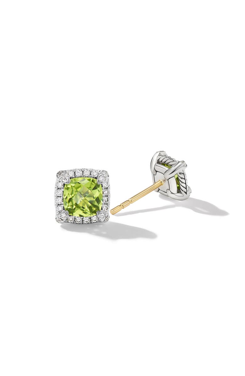 David Yurman Chatelaine Pavé Bezel Stud Earrings in Sterling Silver, Alternate, color, Sterling Silver/ Peridot