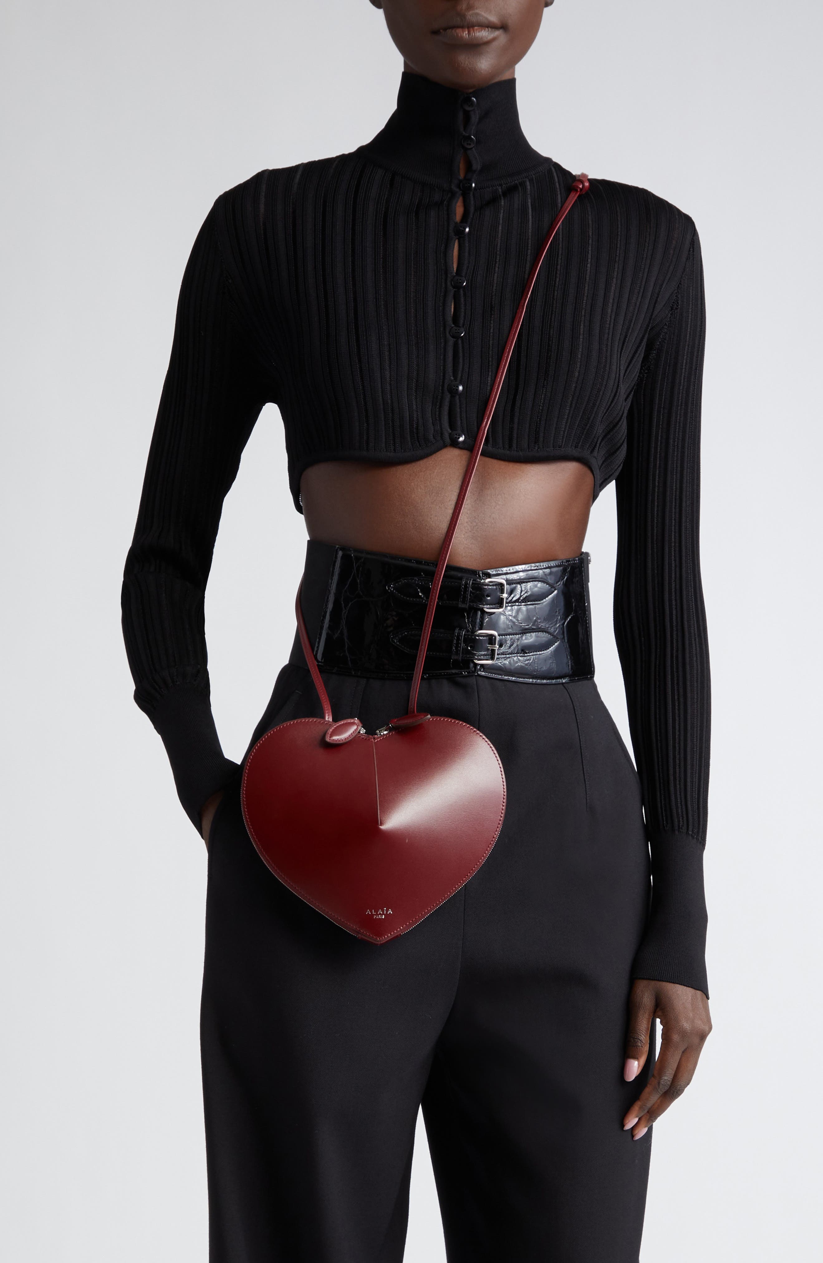 Le Coeur Leather Crossbody Bag, Alternate, color, 325 - ROUGE GRENAT