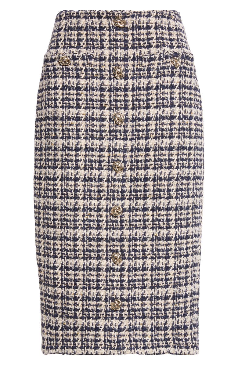 L'AGENCE Tai Tweed Midi Skirt, Alternate, color, Midnight Multi Tweed