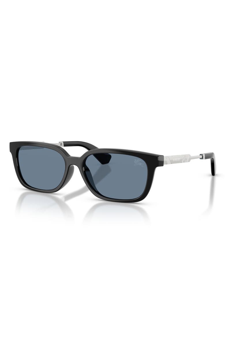 Burberry 54mm Polarized Rectangular Sunglasses, Alternate, color, Black / Dark Blue Polar