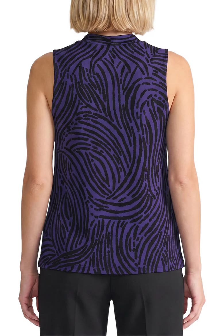Tie Neck Sleeveless Top, Alternate, color, BLACK/ REGAL PLUM