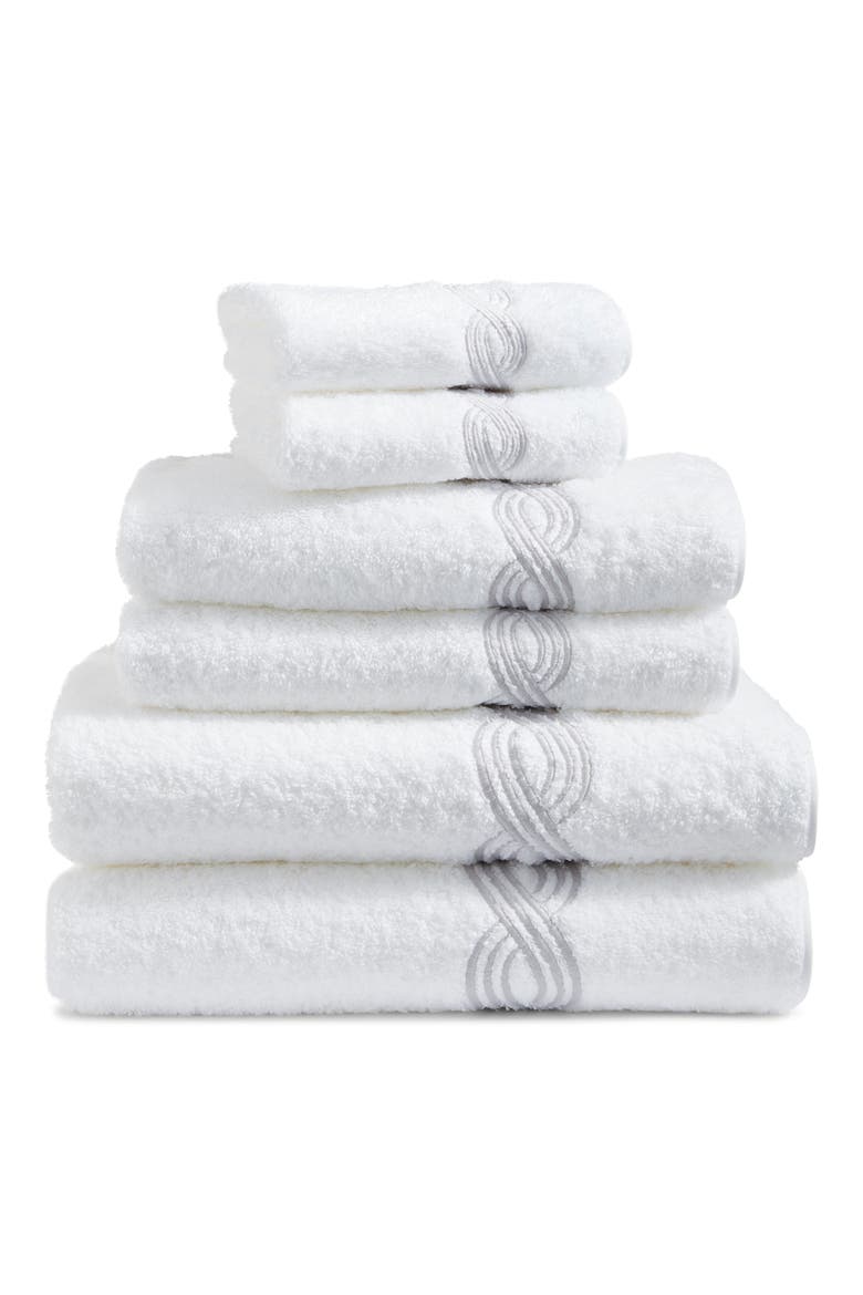 Triple Chain 6-Piece Towel Set, Main, color, WHITE/ SILVER