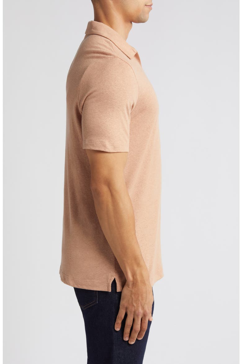 Linen Blend Johnny Collar Polo, Alternate, color, MELON