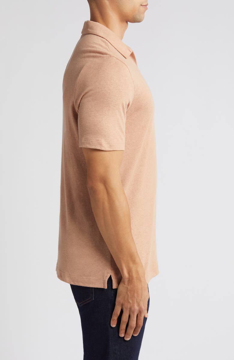 Johnston & Murphy Linen Blend Johnny Collar Polo, Alternate, color, Melon