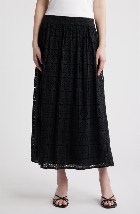 Dax Cotton Eyelet Midi Skirt