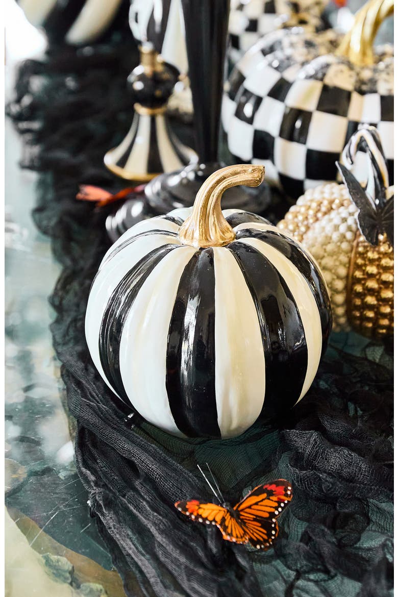 Courtly Stripe Small Pumpkin, Alternate, color, BLACK