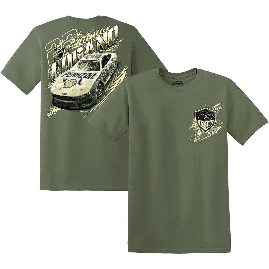 Team Penske Men's Green Joey Logano Military Car T-shirt In Green