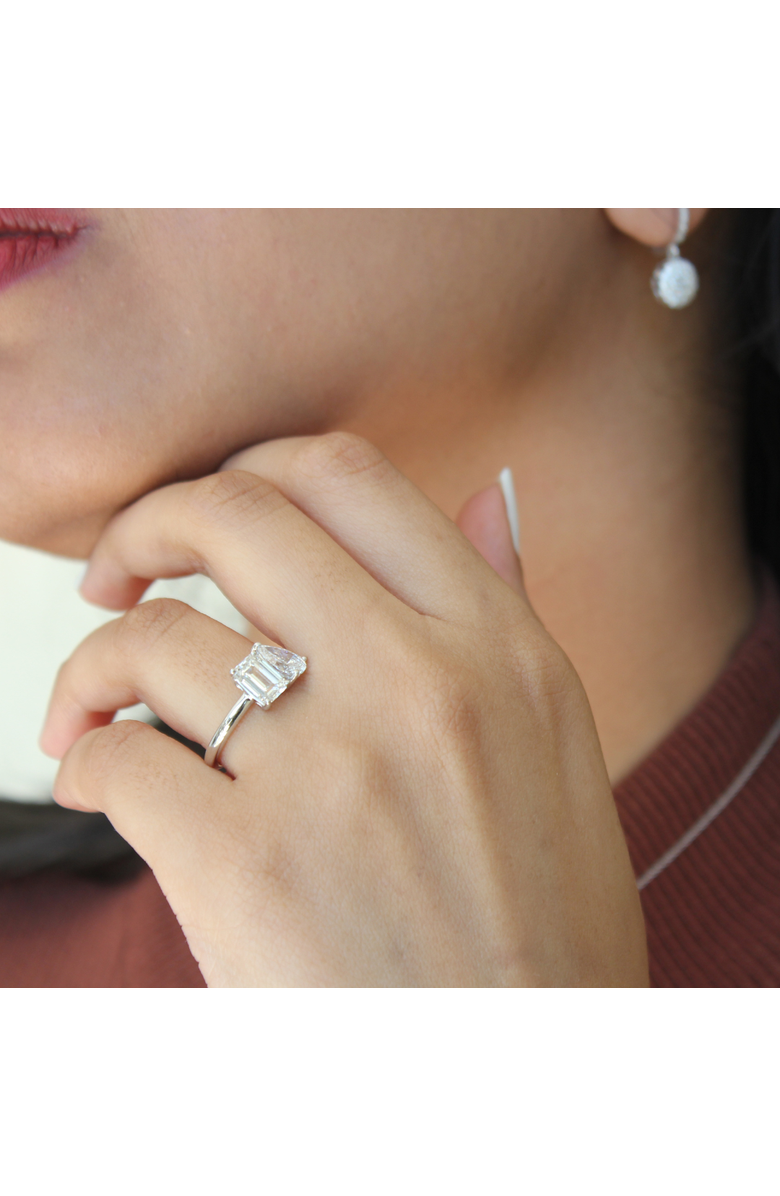 LuvMyJewelry Willow 14K Gold Toi et Moi Emerald and Pear Lab Grown Diamond Ring - 2 ct, Alternate, color, 14K White Gold