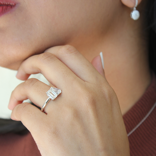 Luvmyjewelry Evermore 14k Gold Toi Et Moi Emerald And Pear Lab Grown Diamond Ring In 14k White Gold