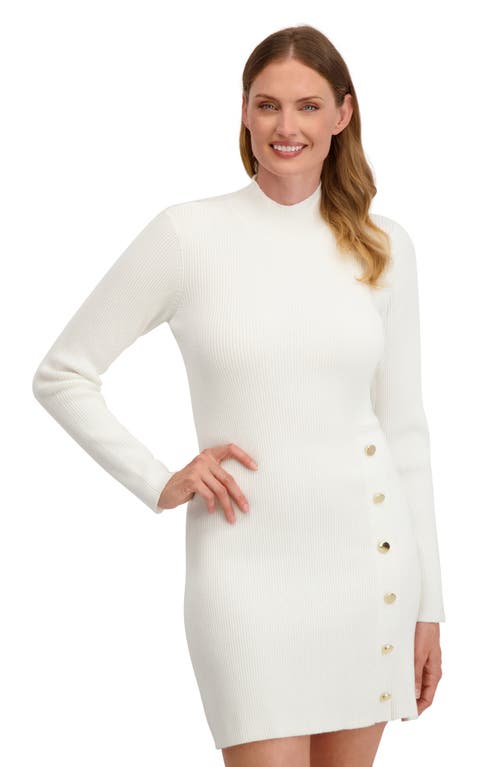 Laundry By Shelli Segal Layla Long Sleeve Sweater Dress In White